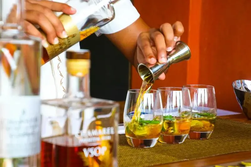 Pouring cocktails